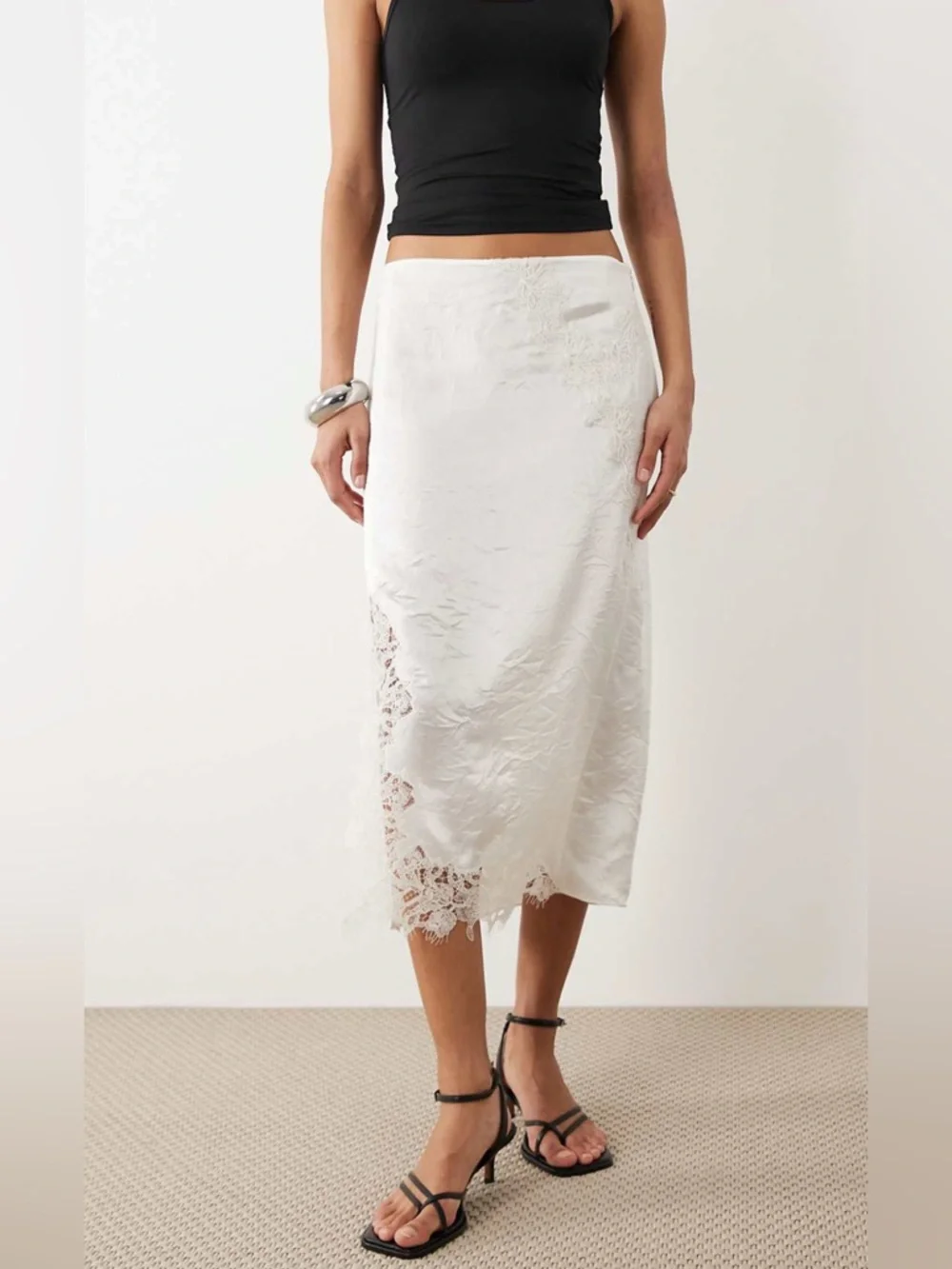 Mango Delicate Lace Midi Skirt